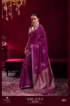 Wine Lotus By Girnar Satin Linen Handloom Weaving Silk Saree